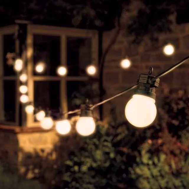 Garden Mile Warm White Sphere String Lights with 10 Bulbs, Black