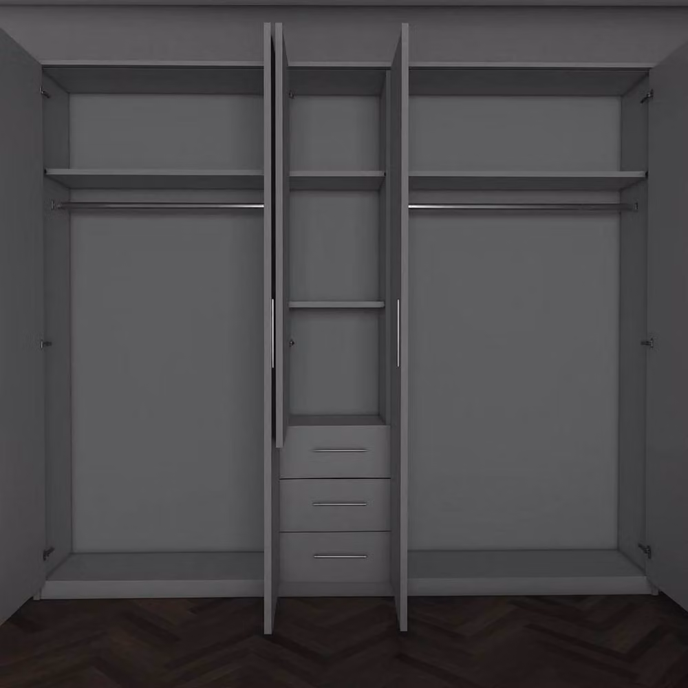 KDMD Chelsea Grey 5 Door Wardrobe with 3 Integrated Drawers, H 185 x W 200 x D 50 cm – 2