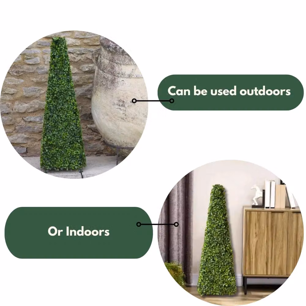 Marco Paul 60cm Artificial Boxwood Obelisk in Green – 5