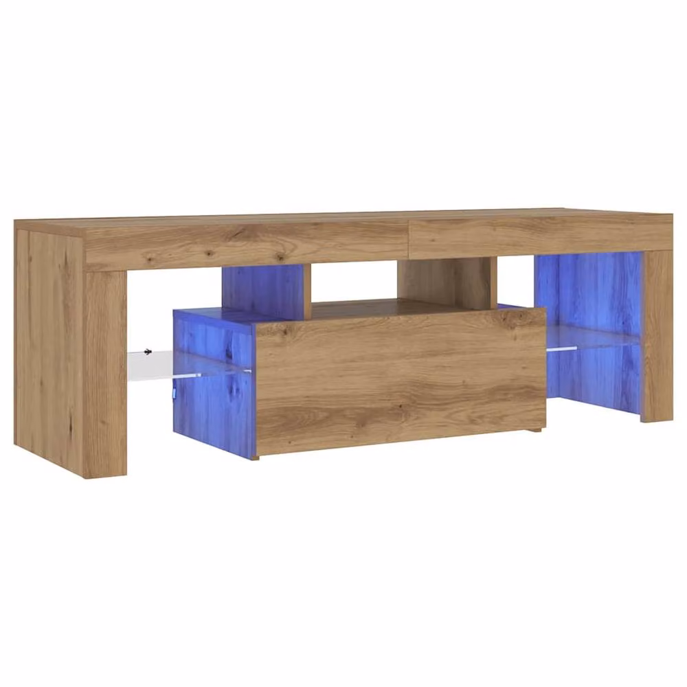 Berkfield Home TV Cabinet in Artisan Oak Brown with LED Lights, W/D/H: 120 x 36.5 x 40 cm – 4