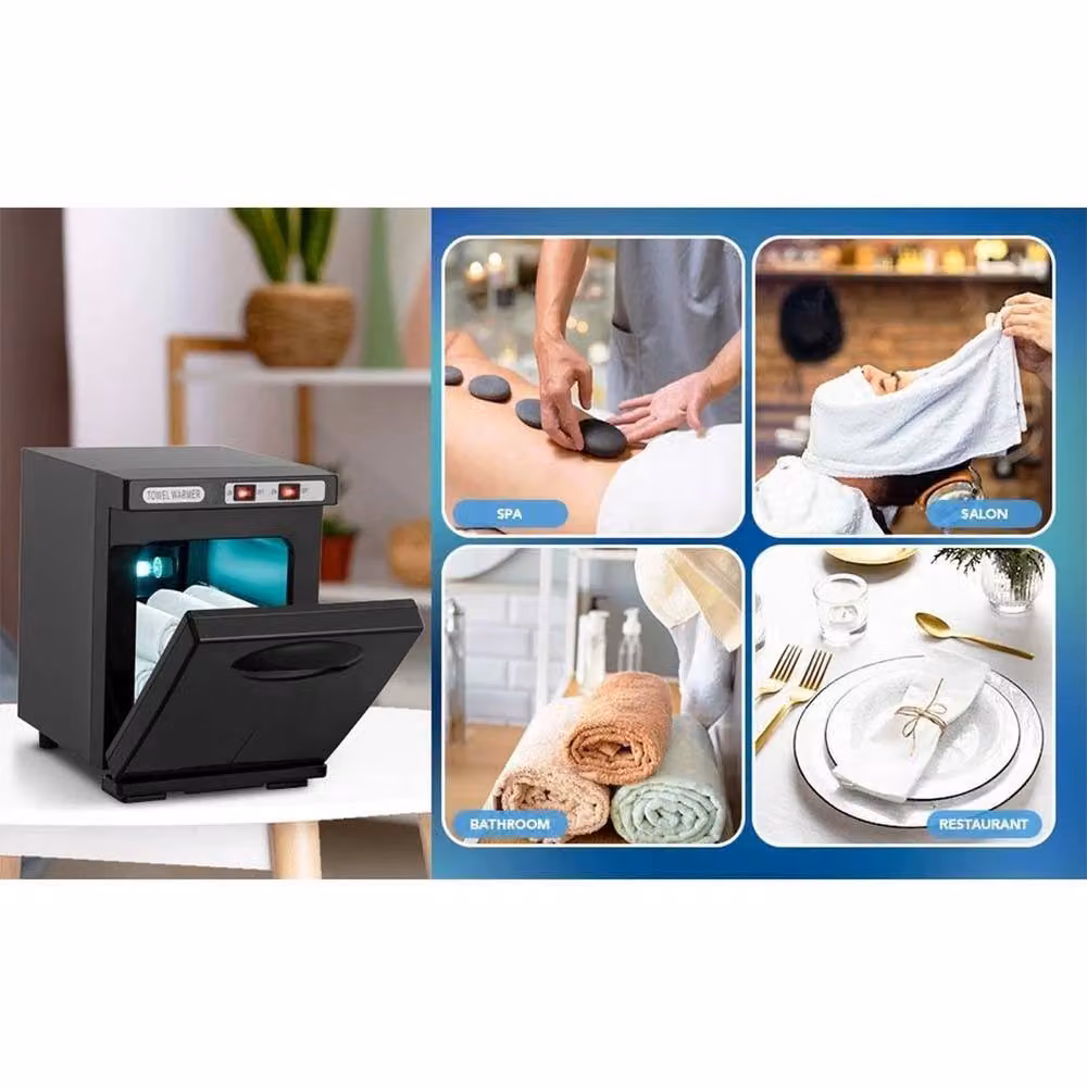 FLAVORA 5L Hot Towel Warmer Cabinet and UV Steriliser Box in Black and Stainless Steel – 6