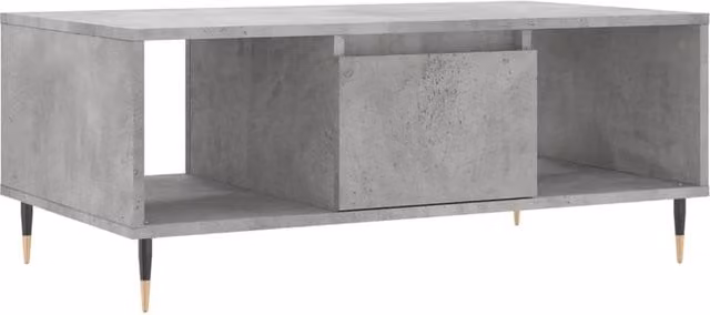 Berkfield Home Modern Rectangular Coffee Table in Concrete Grey, W/D/H: 90 x 50 x 36.5 cm