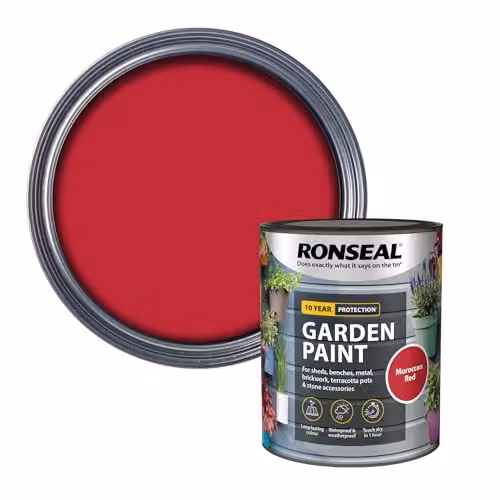 Ronseal Weatherproof Opaque Wood Garden Paint, Red, 0.75 l
