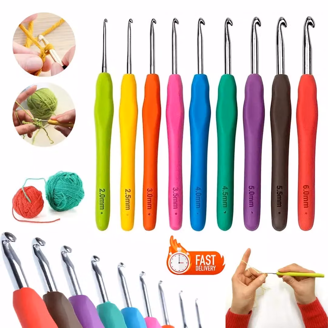 VOGREX 9-Piece Multicolour Aluminium Crochet Hooks Set – 2
