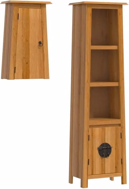 Berkfield Home 2 Piece Rustic Brown Solid Pine Bathroom Furniture Set with Vanity Unit and Wall Cabinet