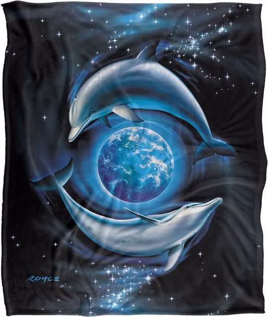 JQ Licensing Royce Mcclure Dolphin Planet Silky Touch Super Soft Throw Blanket in White, W/D/H: 152 x 127 cm – 6