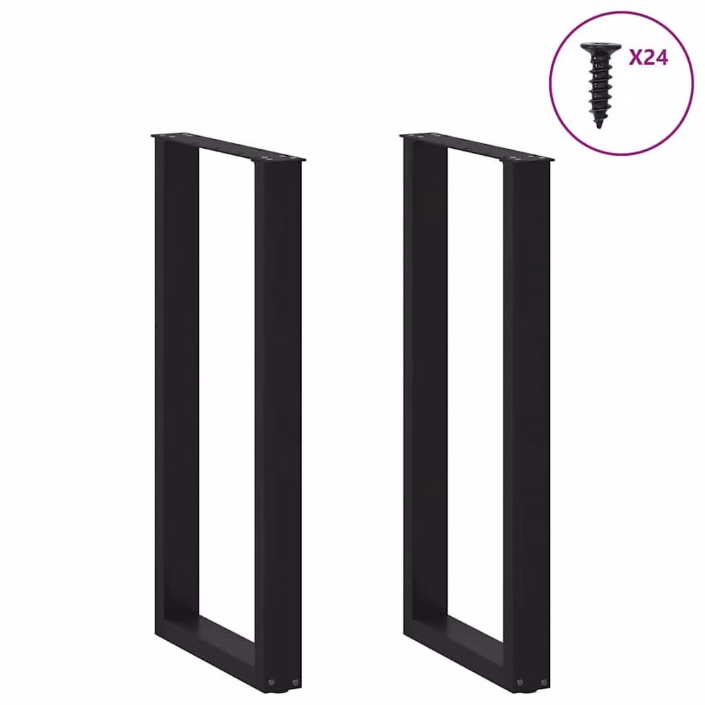 Berkfield Home U-Shaped Steel Coffee Table Legs, 2 Pieces, Black Matt, H: 50 cm x W: 100-101 cm – 2