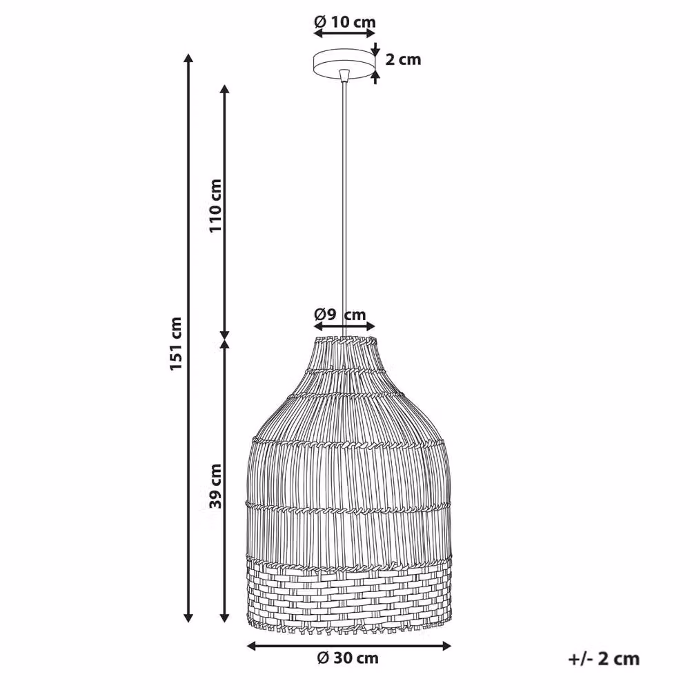 Wyld and Coco Handwoven Rattan Pendant Lamp with Metal Frame in Beige and Sand – 3