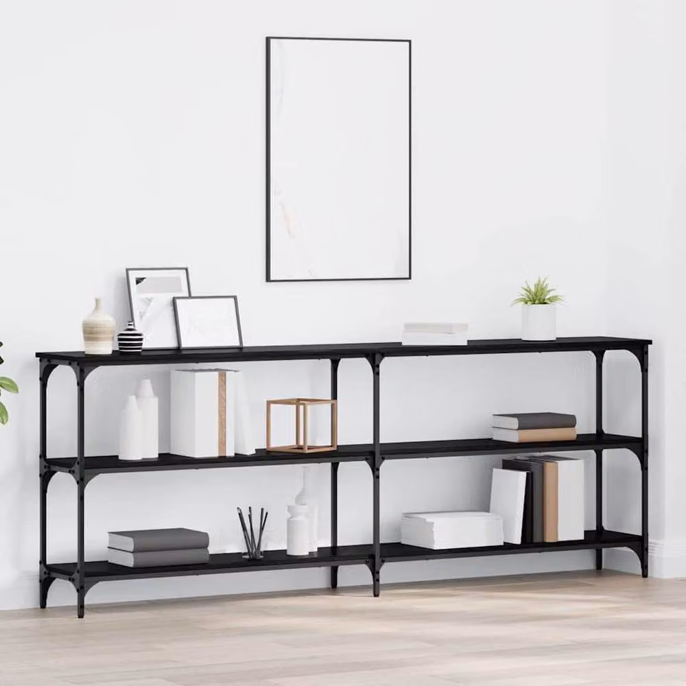 Berkfield Home Chic Console Table in Black Oak, W/D/H: 200 x 29 x 75 cm – 2