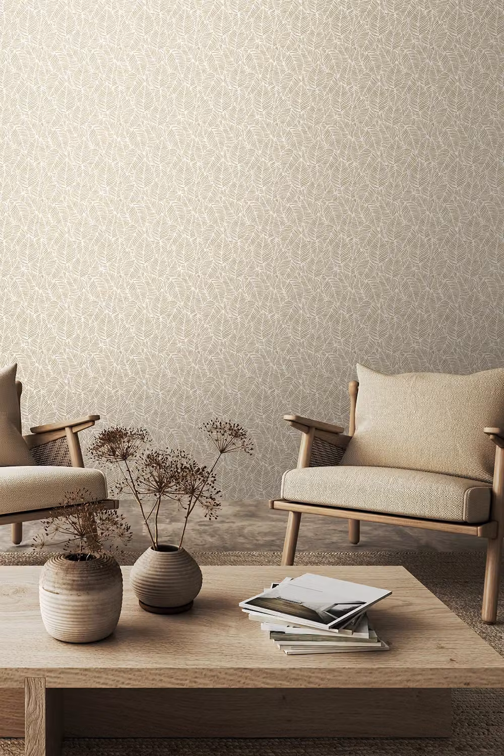 Hoopla Walls Zebra Leaf Linen 10m Wallpaper in Grey – 2
