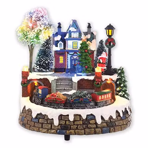 The Christmas Workshop 70840 Animated Musical Village Christmas Decoration with Multi-Coloured LED Lights and 8 Classic Christmas Songs, W/D/H: 24 x 20 x 20 cm – 1