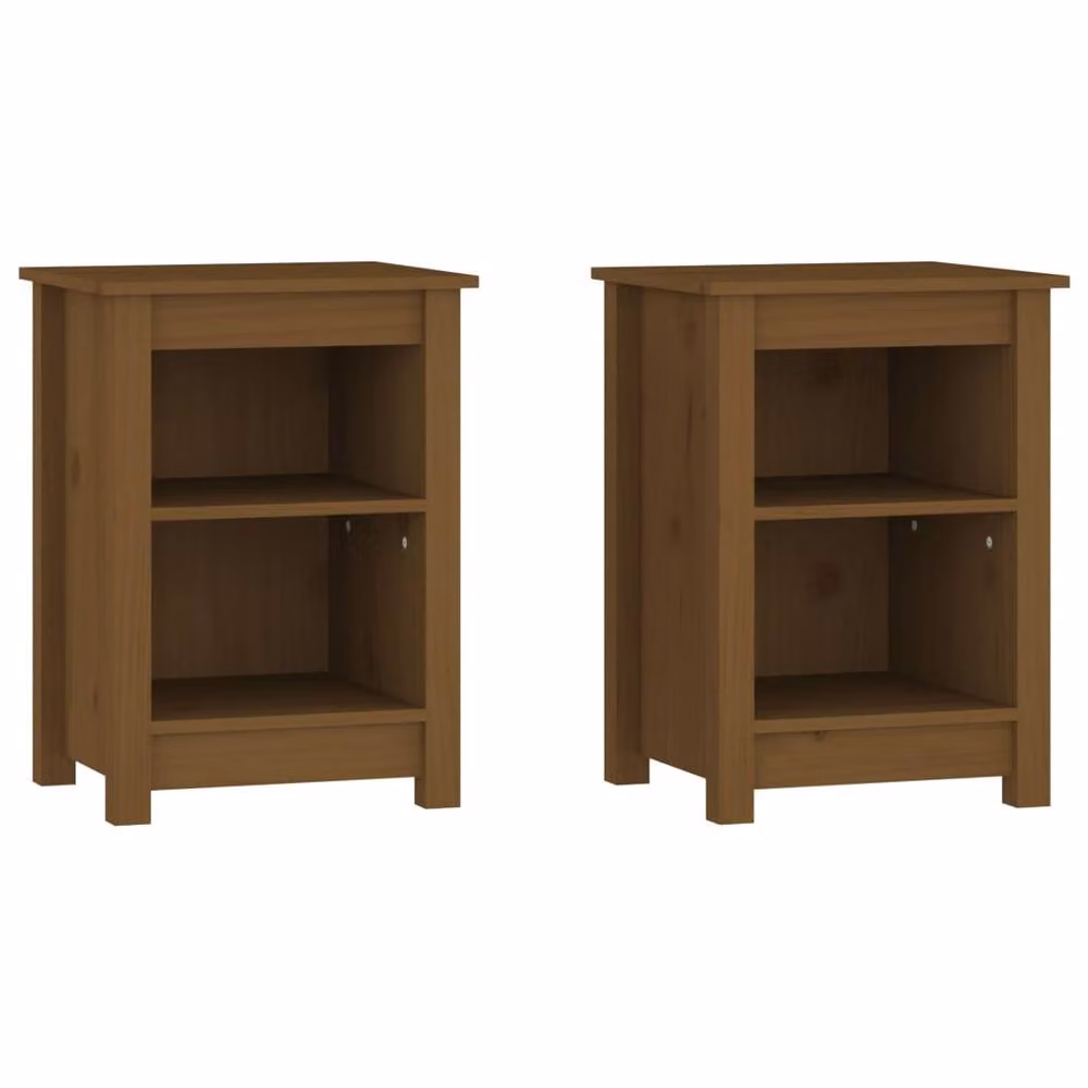 Berkfield Home Beautiful Set of 2 Solid Pine Bedside Cabinets, Honey Brown, W/D/H: 40 x 35 x 55 cm – 3