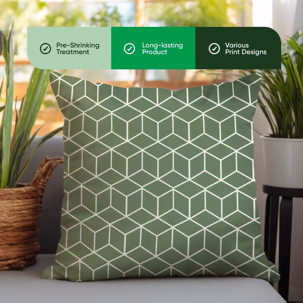 Gardenwize Pack of 2 Green Square Graphic Scatter Cushions – 4