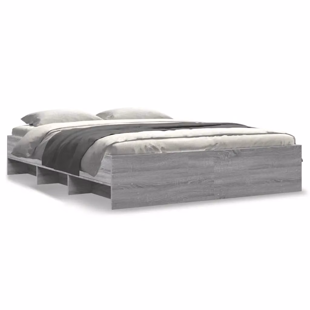 Berkfield Home Grey Sonoma Bed Frame with Side Compartments, W/D/H: 160 x 200 cm, Engineered Wood – 2