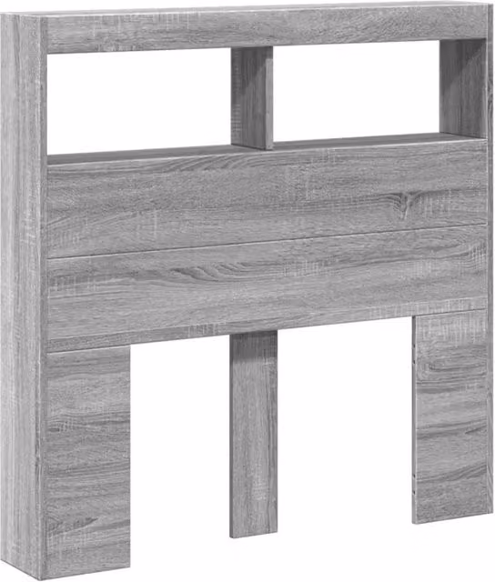 Berkfield Home Headboard Cabinet with LED in Grey Sonoma, W/D/H: 100 x 17 x 102 cm – 1