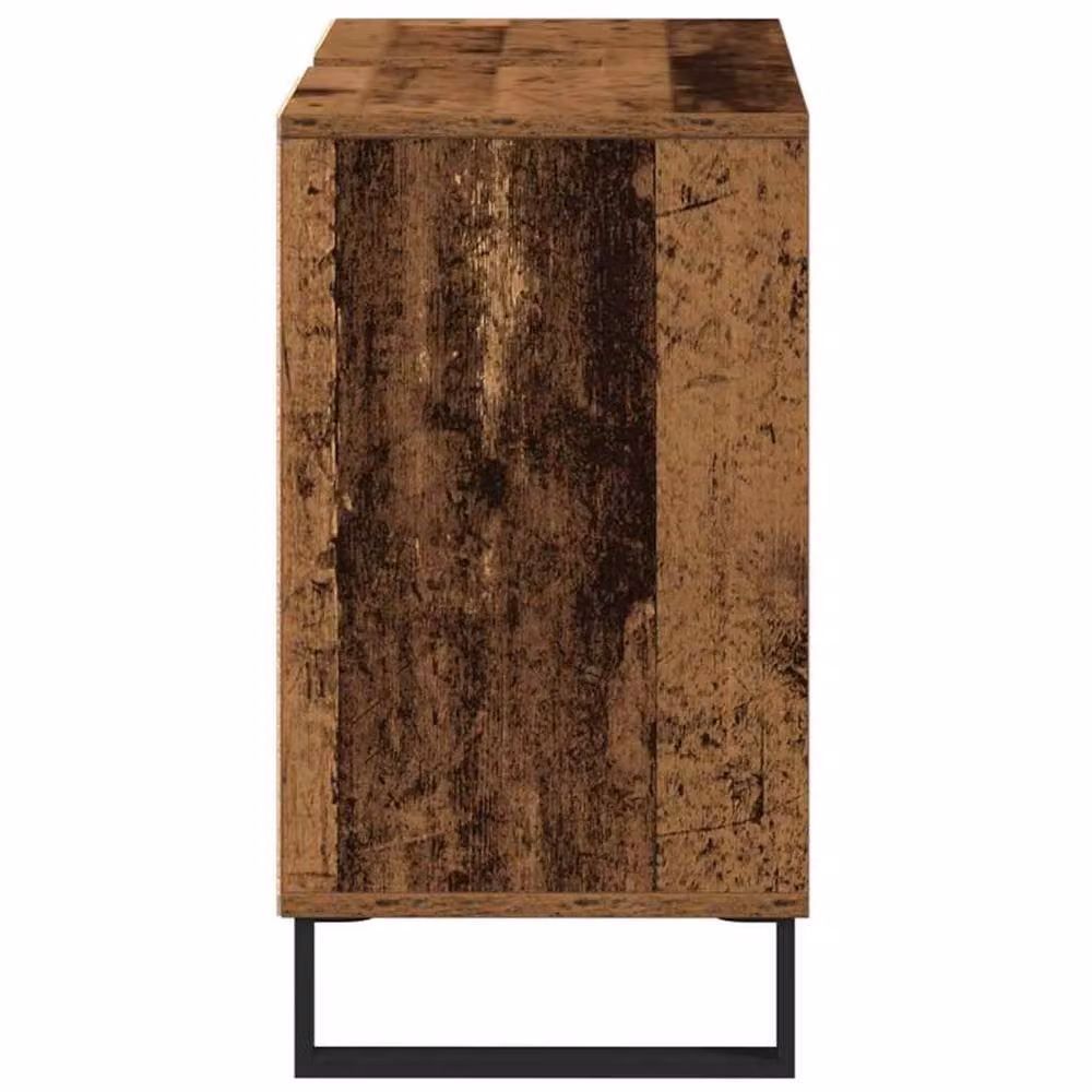 Berkfield Home Rustic Bathroom Vanity Unit in Brown with Hinged Doors and Internal Shelves – 4