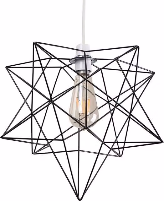ValueLights Retro Matt Black Geometric Star Design Metal Ceiling Pendant Light Shade