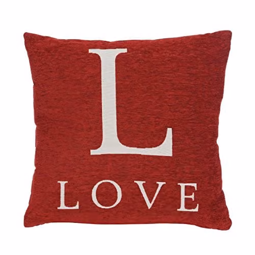 Orsina Red Chenille Love Words Square Cushion, 45 x 45 cm