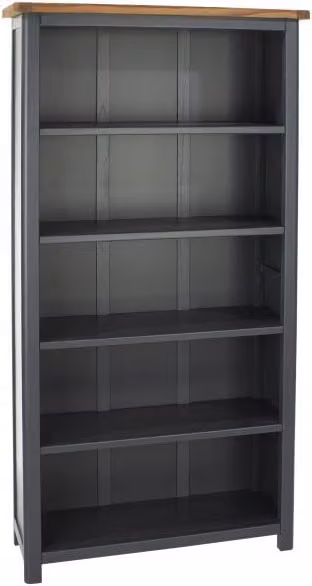 Core Products Dunkeld Tall Bookcase in Midnight Blue and Oak with Adjustable Shelves, H 180 x W 90 x D 30 cm
