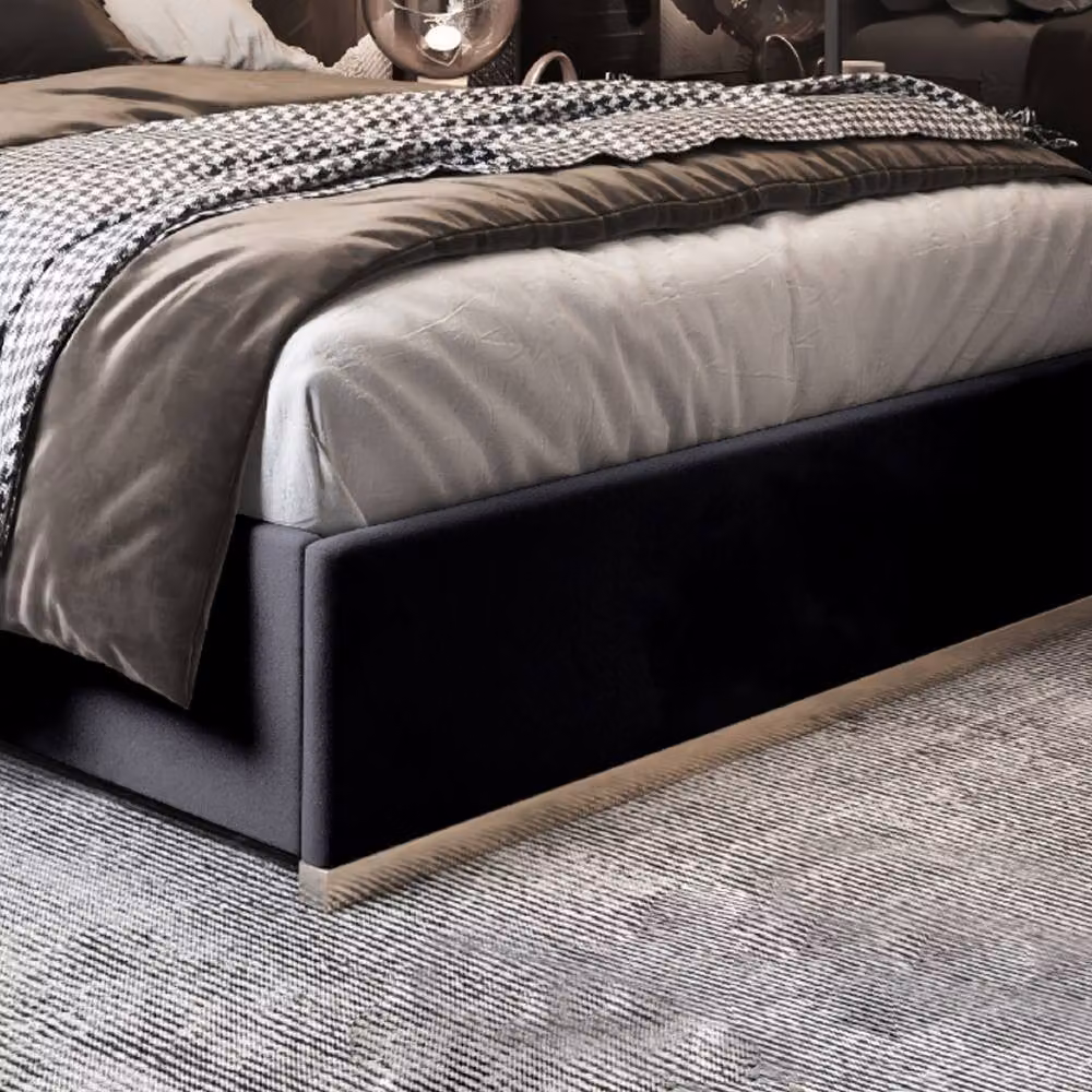 Casani Fleetwood Modern Upholstered Velvet Bed Frame with Black Metal Details, Super King, 200 x 200 cm – 5