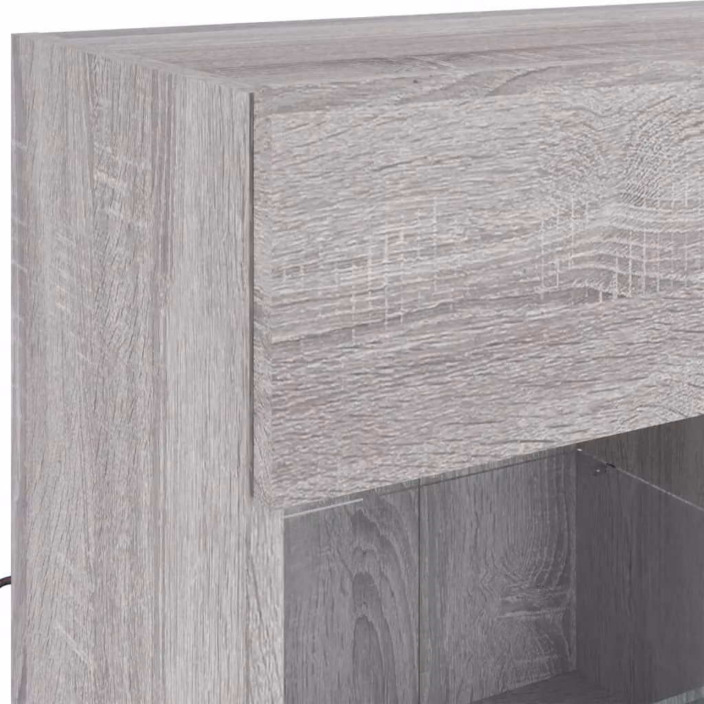 Berkfield Home Modern Wall Mounted TV Cabinet with Integrated LED Lights and Internal Shelves in Grey Sonoma, W: 78.5 cm, D: 30 cm, H: 60.5 cm – 5