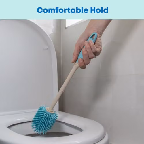 JVL Pro Clean Anti-Bacteria Rubber Toilet Brush and Holder in Blue – 2