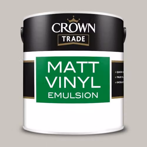 Crown Trade Matt Vinyl Dispersion Paint in Grey Putty, 2.5l – 2