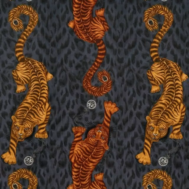 Emma Shipley Tigris Flame Velvet Fabric Multicolour Graphic Design Cushion