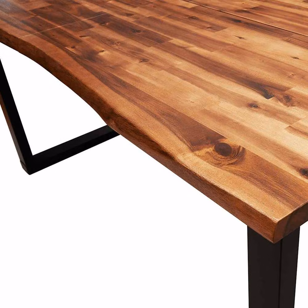 Berkfield Home Live Edge Acacia Wood Dining Table in Brown, W/D/H: 160 x 80 x 75 cm – 5