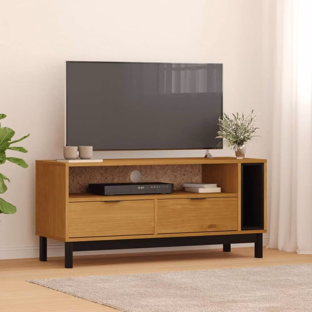 Berkfield Home FLAM TV Cabinet in Brown Solid Pine Wood, W/D/H: 110 x 40 x 50 cm – 2