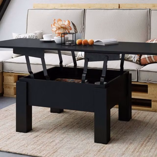 Heze Furniture Oslo 2 in 1 Extending Coffee Table, Black, Rectangular, 90-180cm
