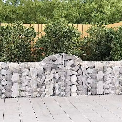 vidaXL Set of 6 Arched Gabion Baskets in Silver Galvanised Steel, W/D/H: 200 x 30 x 80/100 cm – 2