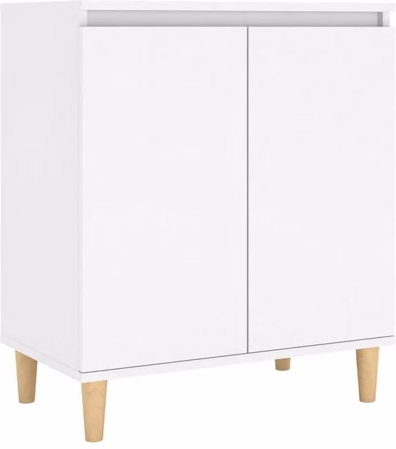Berkfield Home Scandinavian White Sideboard with Solid Wood Legs, W/D/H: 60 x 35 x 70 cm