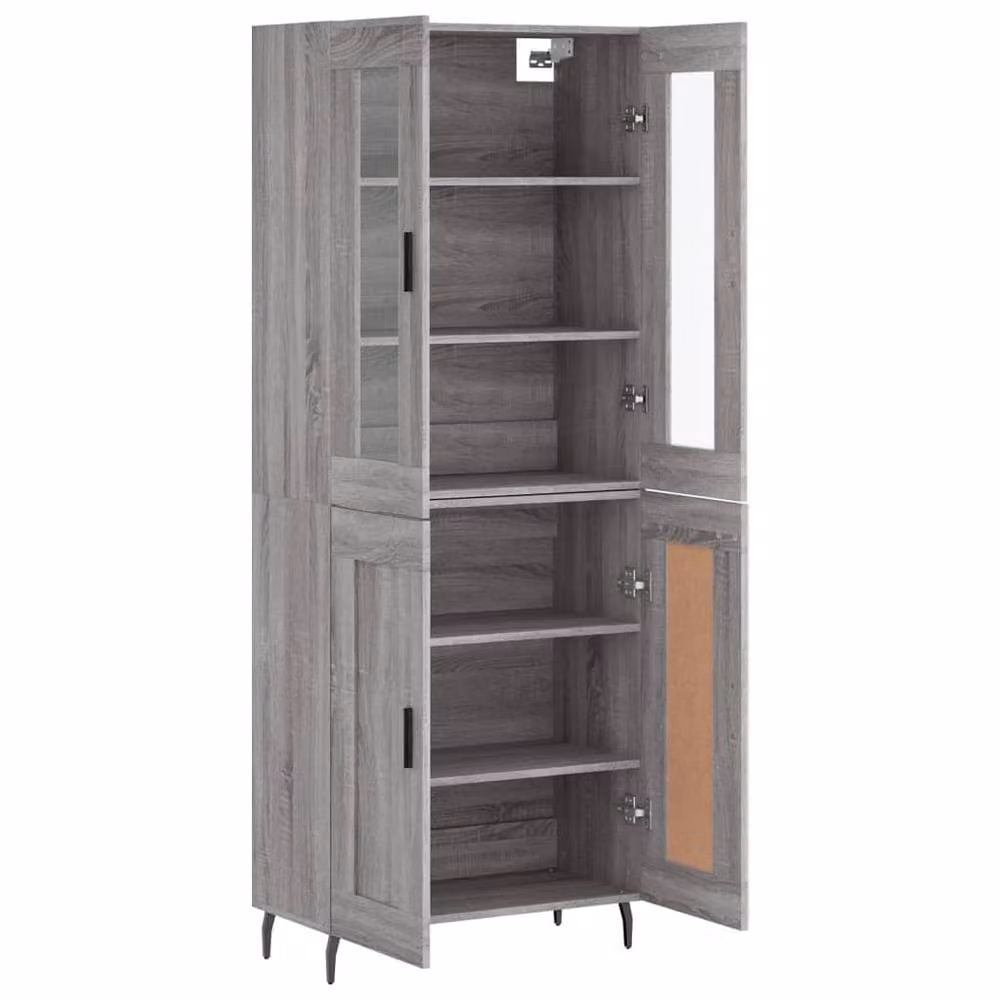 Berkfield Home Grey Sonoma Highboard with Glass Doors, W/D/H: 69.5 x 34 x 180 cm – 3