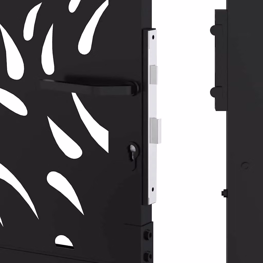 Berkfield Home Single Garden Gate in Black Steel with Flame Design, W: 105 cm, H: 130 cm – 6