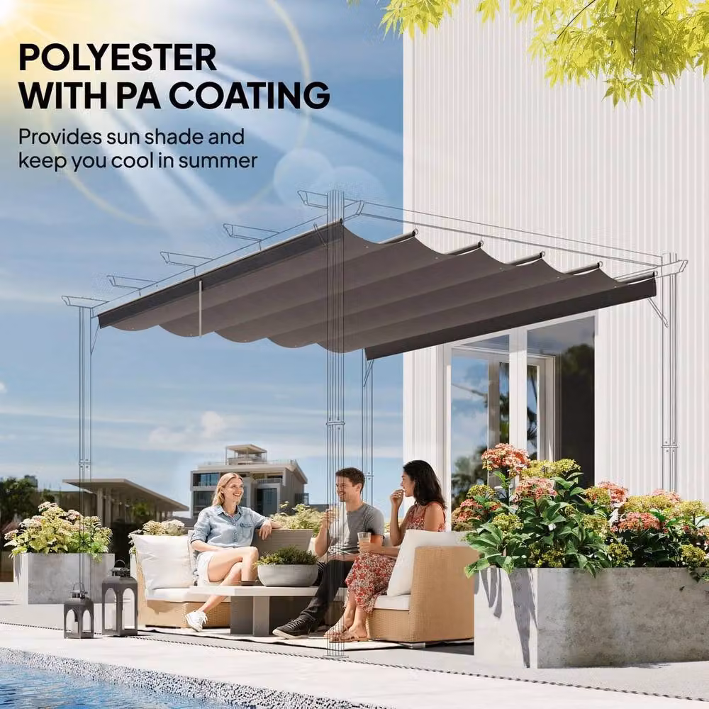 SPETLEK Grey Polyester Pergola Cover, W: 255 cm x D: 255 cm – 4