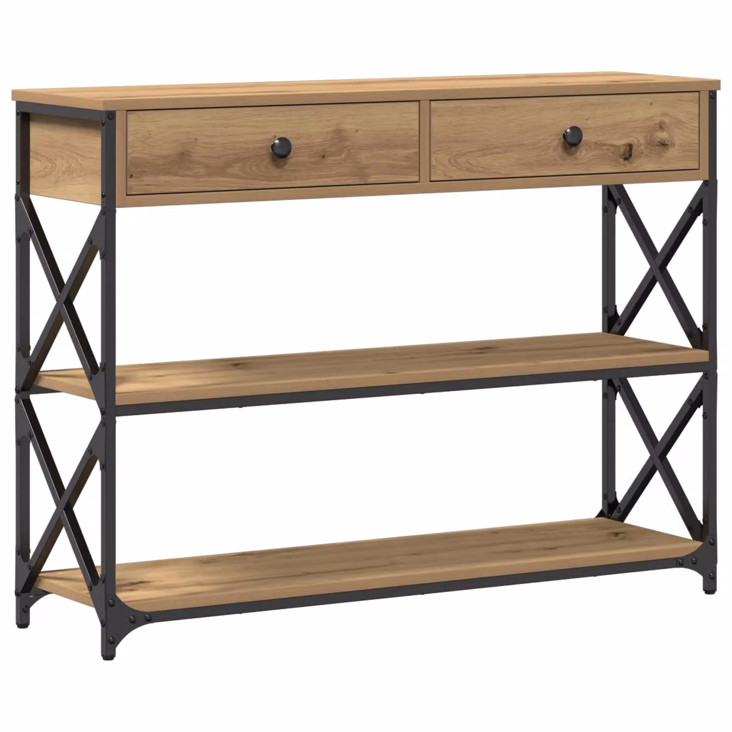 Berkfield Home Artisan Oak Console Table in Brown, W/D/H: 100 x 28 x 75 cm – 2