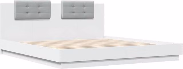 Berkfield Home Soft Upholstered Bed Frame in White, W/D/H: 160 x 200 x 84 cm
