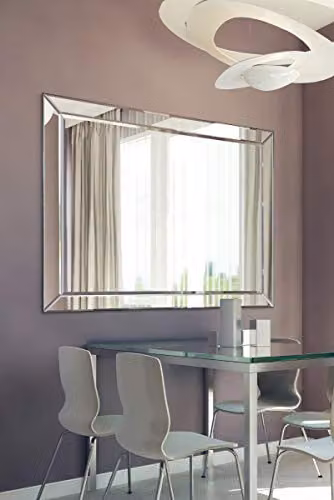 MirrorOutlet Horsley Modern Rectangular Glass Wall Mirror in Silver, W: 137 cm – 2