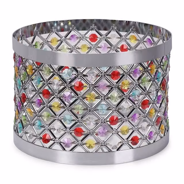 ValueLights Hadley Jewel Drum Ceiling Light Shade in Multi Colour and White