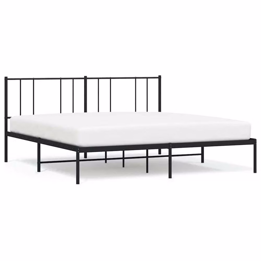 Berkfield Home Metal Bed Frame with Headboard in Black, W/D/H: 183 x 187 x 90 cm – 2