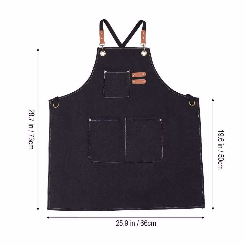 FLAVORA Unisex Black Waxed Canvas Work Apron, Waterproof and Oil Resistant, W/H: 100 x 15 cm – 2