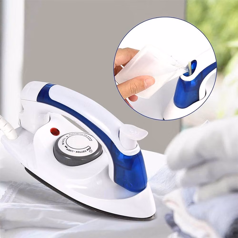 Ventryn Mini Travel Iron in Blue and White with Adjustable Temperature and Foldable Design – 3