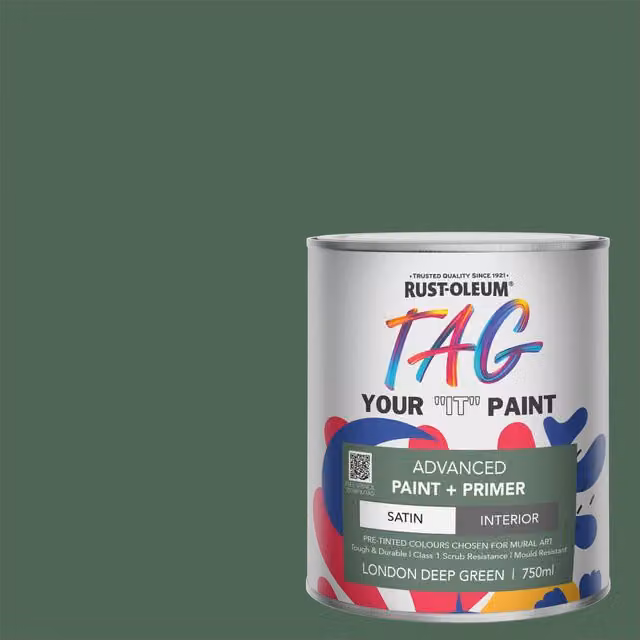 Rust-Oleum Tag Paint in Satin Finish, London Deep Green, 750ml