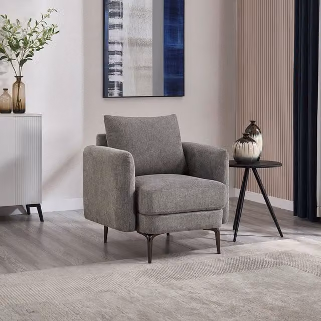 More4Homes Sofia Modern Scandi Style Fabric Tub Chair with Armrests in Mocha