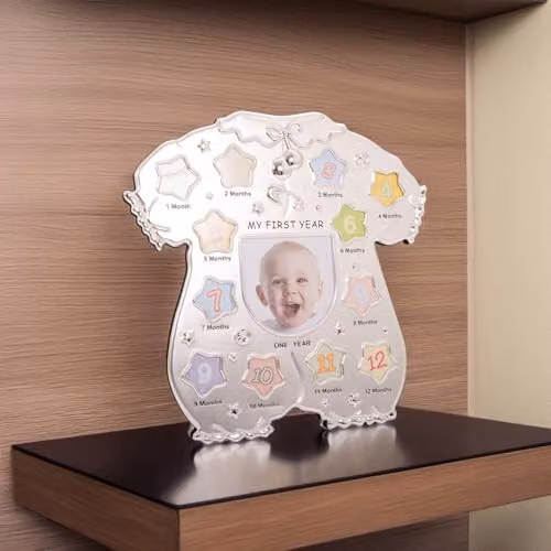 Happy Homewares My First Year Baby Sleep Suit Shaped Multi Picture Frame in Silver and Black – 3