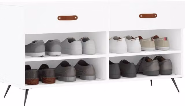 Berkfield Home White Shoe Bench W/D/H: 102 x 35 x 55 cm