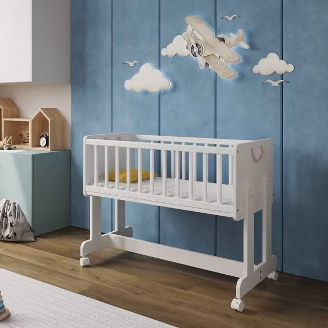 Love For Sleep 6-in-1 Smart Crib with Foam Mattress in White, Solid Pine Wood, W/D: 90 x 40 cm
