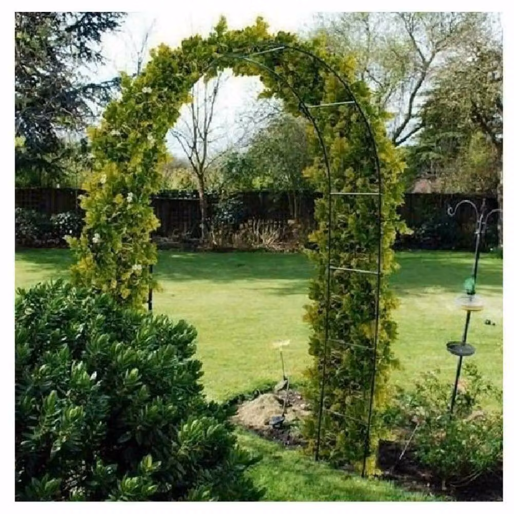 FLAVORA Heavy Duty Metal Garden Arch Climbing Frame in Black, H 240 cm x W 100 cm x D 15 cm – 2