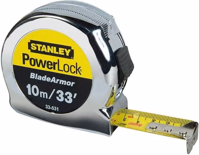 Stanley Powerlock Bladearmor Pocket Tape Measure in Silver and Multicolour